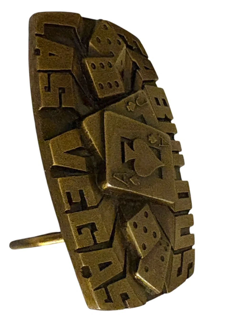Vintage 1980 LAS VEGAS ( Dice/Cards) Gambling Belt Buckle Solid Brass